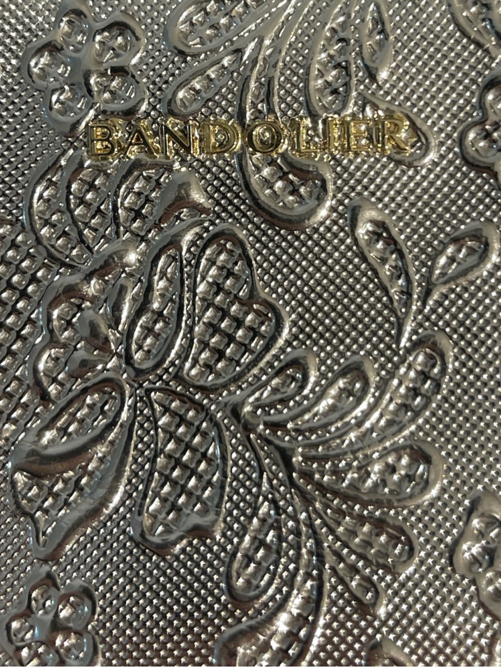 Bandolier Silver Embossed Floral Pouch - never used - Picture 3 of 6